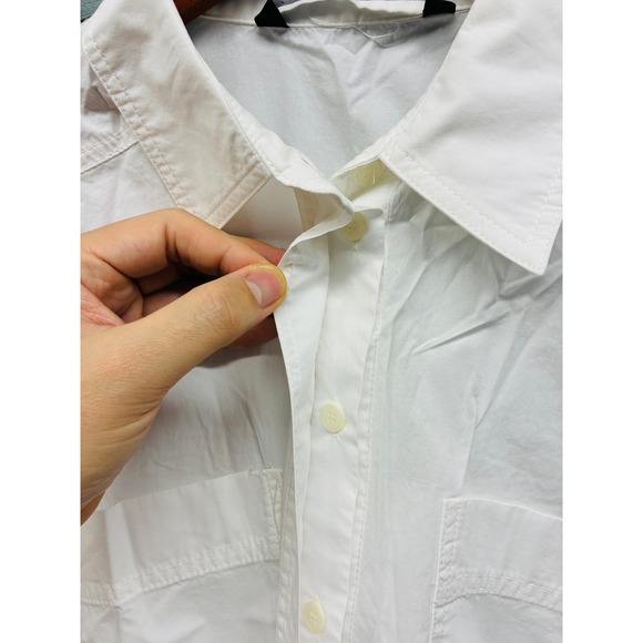 Zara Button Up Shirt Women's M White Cropped Boxy Short Sleeve Casual Top - Picture 3 of 10